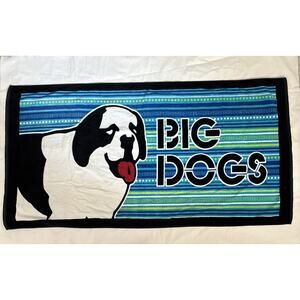 Big Dogs Big Dog Beach Towel Blue Green Stripes 2016 30x57”